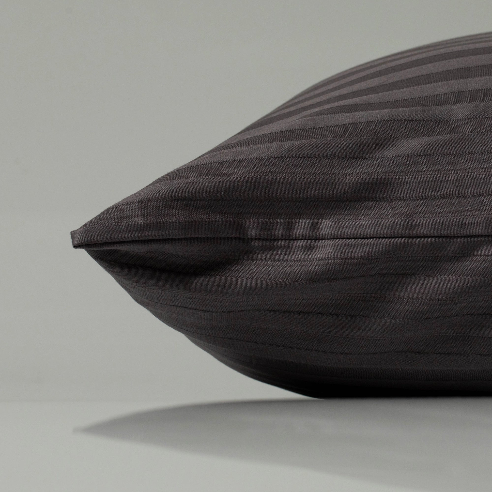 Custom made dark striped sateen pillow from Supreme Rest, crafted for a refined, tailored look and an ultra-soft finish