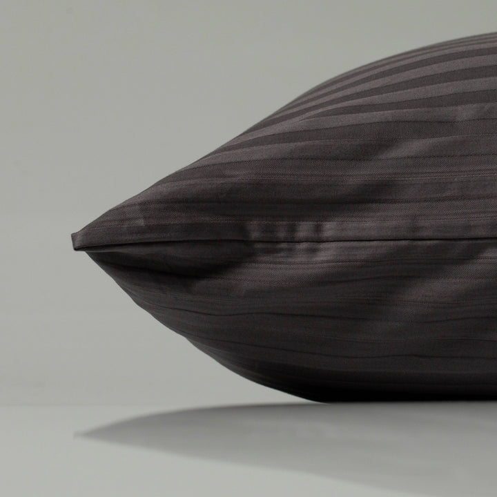 Custom made dark striped sateen pillow from Supreme Rest, crafted for a refined, tailored look and an ultra-soft finish