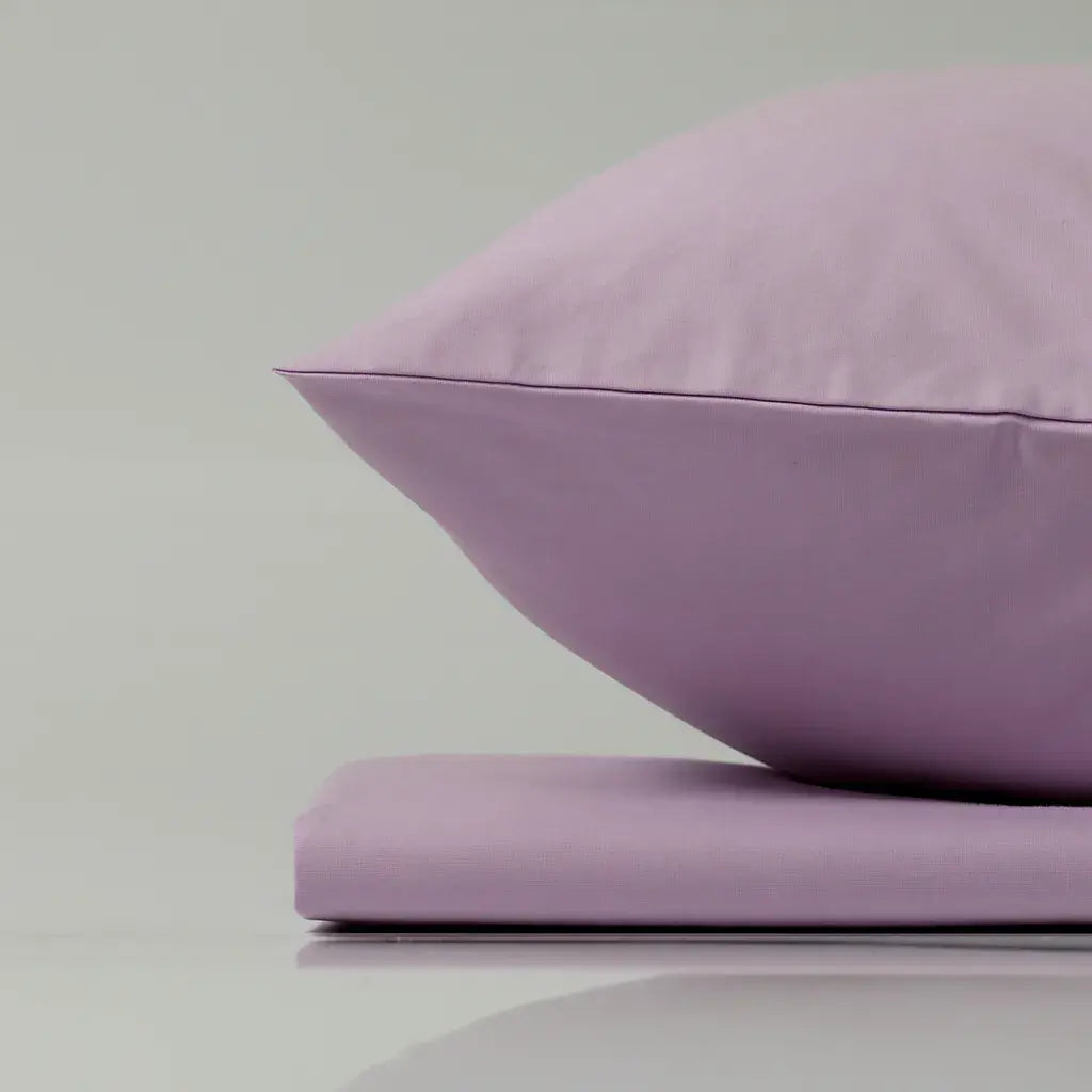 Supreme Rest Heavenly Lilac pillow and sheet set – eco-friendly custom bedding crafted for soft, luxurious and sustainable sleep comfort.