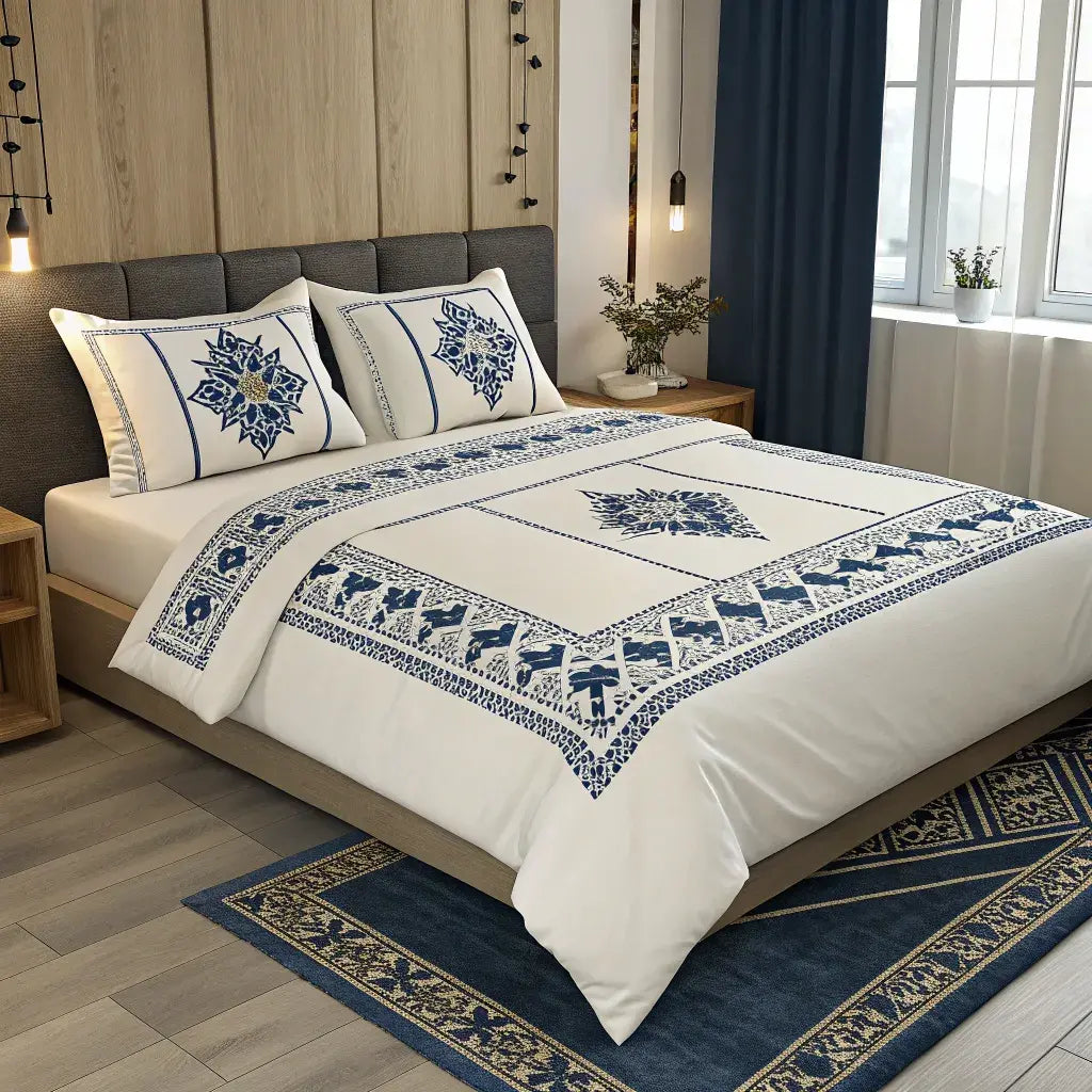 Unique Ukrainian patterns from Chernihiv/Poltava on Supreme Rest bedding, perfect for cultural home decor.
