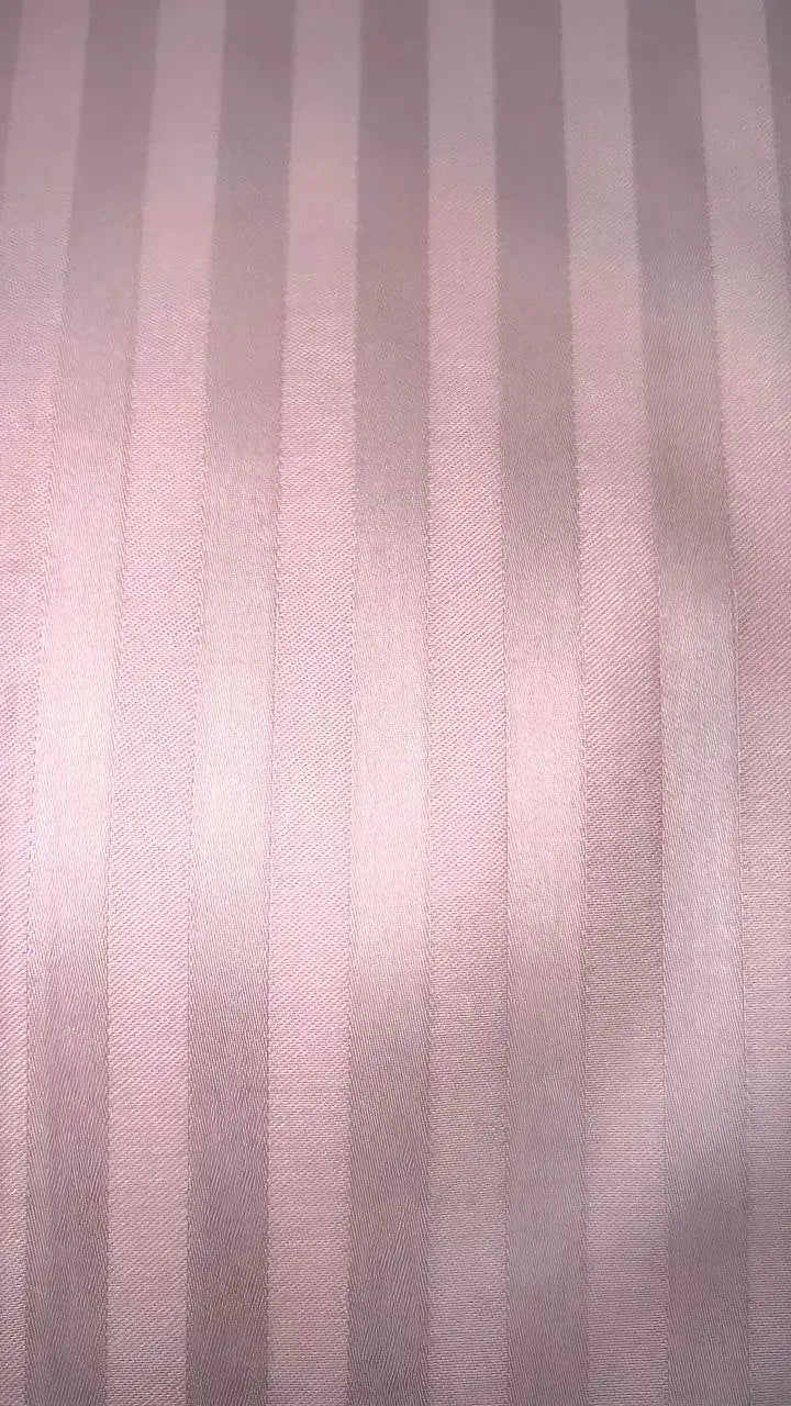 Elegant pink stripe sateen bedding texture, soft and silky cotton “Strawberry Soufflé” sheets.